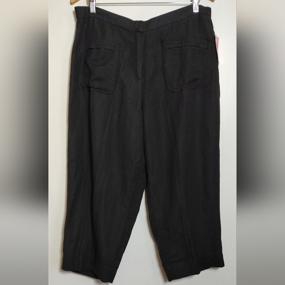 Harve Beenard Linen Viscose Black Cropped Pants - Picture 1 of 7